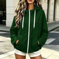 thumbnail image 4 of WIZUTIZ Women's Zip Up Hoodie Jacket Double Pockets Solid Color Long Sleeve Winter Casual, 4 of 7