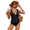 black, variant on Alove Shoulder Straps Wavy Edge V Collar Bathing Suit One Piece Swimsuit Women Sexy Monokini Swimwear S-XL