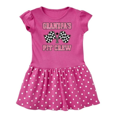 

Inktastic Grandpa Pit Crew Girls Racing Flags Gift Baby Girl Dress