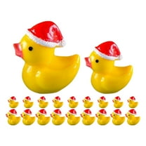 FELTECHELECTR 20pcs Tiny Ducks Christmas Duck Statue Yellow Resin Miniature Design Holiday Decorations