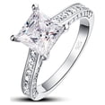 thumbnail image 1 of JeenMata Anillo de Compromiso de Moissanita de Corte Princesa de 1,75 Quilates - Conjunto Nupcial - Anillo Pavé - Anillo de Promesa - Oro Blanco de 18 K sobre Plata, 1 of 5