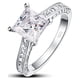 thumbnail image 1 of JeenMata Anillo de Compromiso de Moissanita de Corte Princesa de 1,75 Quilates - Conjunto Nupcial - Anillo Pavé - Anillo de Promesa - Oro Blanco de 18 K sobre Plata, 1 of 5