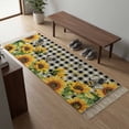 thumbnail image 5 of Area Rug with Tassels 2' x 5', Farm Bee Sunflower Watercolor Kitchen Runner Rug for Hallway Bedroom Throw Rugs, Vintage Black Buffalo Plaid Soft Door Mat for Bathroom Entrance Living Room, 5 of 9