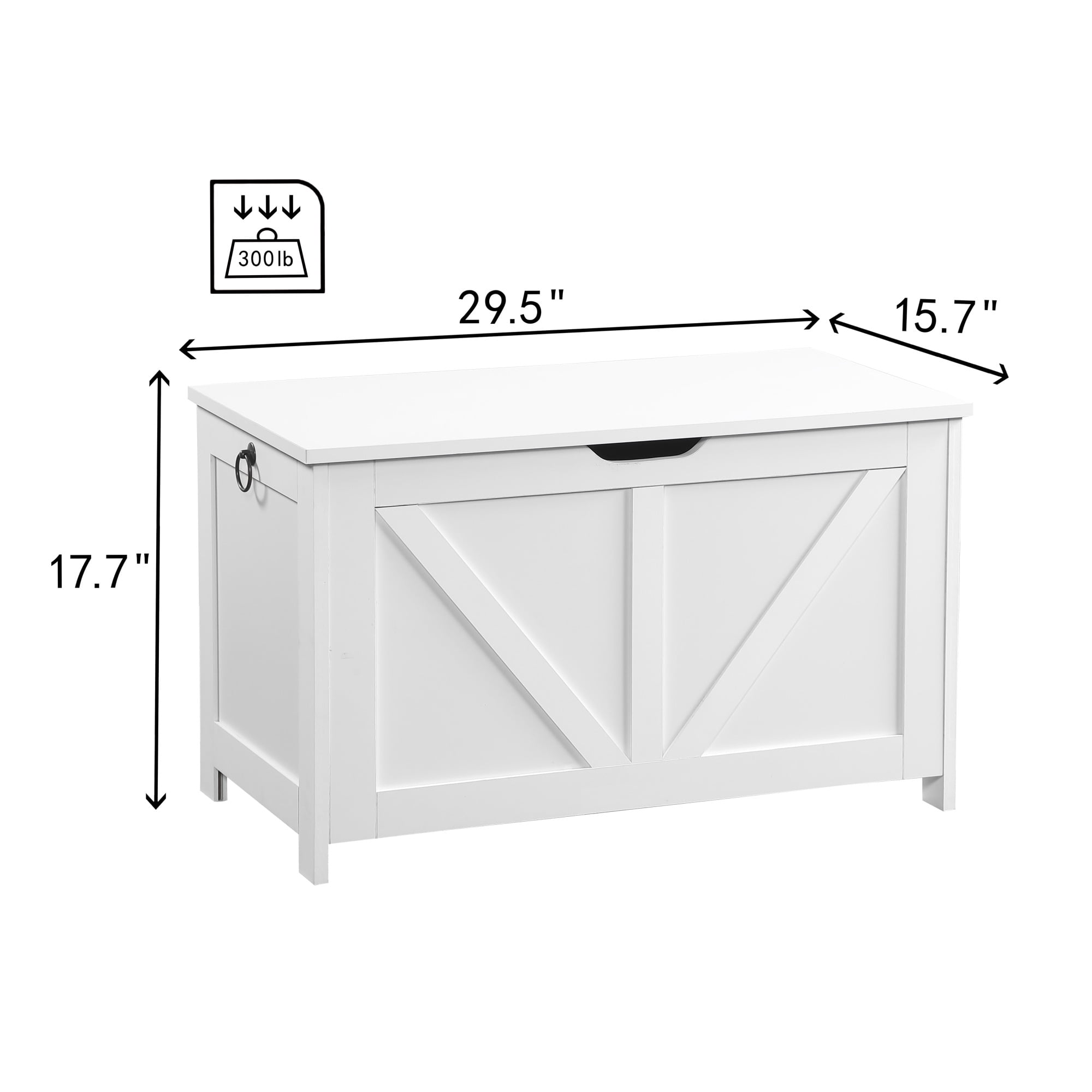 29.5" Storage Ottoman Bench,Storage Chest,Wooden Toy Box Organizer,Entryway Storage Bench with Safety Hinge for Entryway, Bedroom, Living Room,White