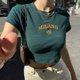 thumbnail image 1 of Las chicas cortas de verano de estilo americano usan una camiseta de manga corta con ombligo Y2K, jersey bordado con cuello redondo, ropa verde para mujer Zefei Wu 9024735078043, 1 of 3