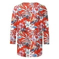 thumbnail image 5 of YUGYXL Shirts for Women 3/4 Length Sleeve Tee Tops Casual Round Neck T Shirts Summer Floral Print Dressy Blouses Red L, 5 of 6