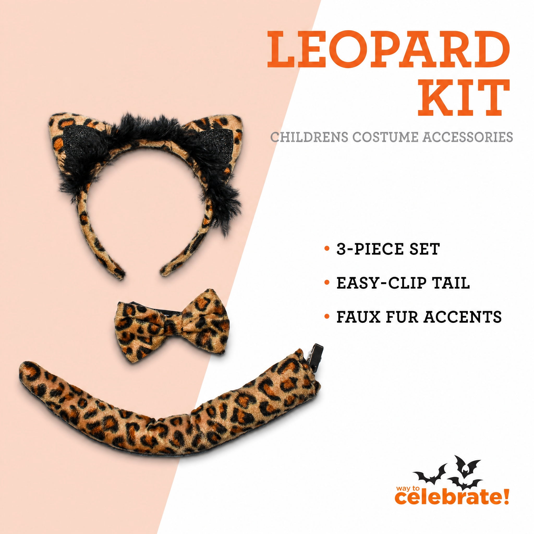 Leopard Costume Accessory Kit for Children, Multicolor, 3 Pieces, Halloween by Way To Celebrate
