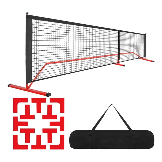 Red portátil de Pickleball, equipo de 22 pies, red de bolas de pepinillo para tenis de fiesta Rojo