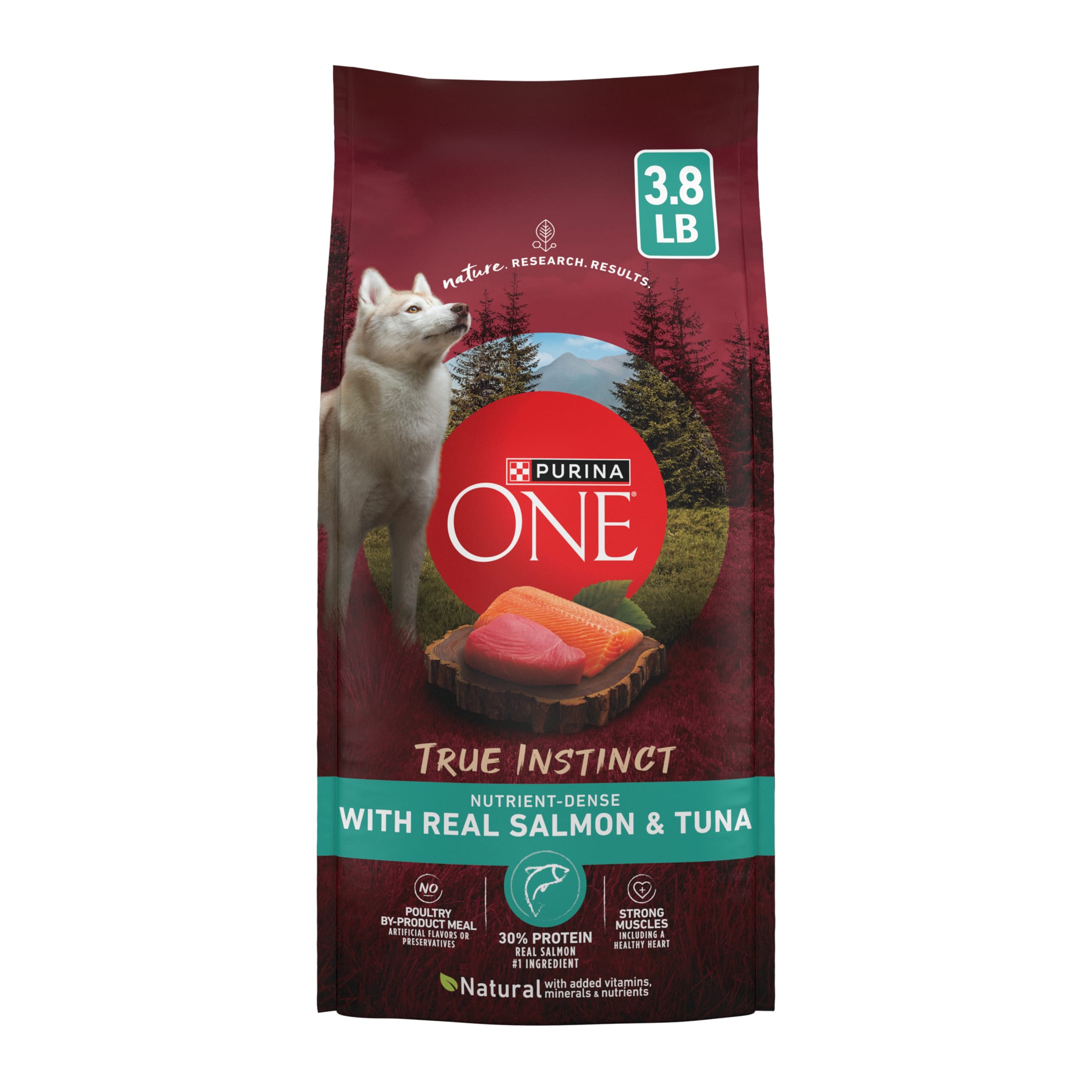 Purina ONE True Instinct With Real Salmon and Tuna Natural With Added Vitamins, Minerals and Nutrients High Protein Dog Food Dry Formula, 3.8 lb.