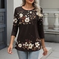 thumbnail image 5 of Fewfanhot Women Tops 2026 Blouse Crewneck Pleated Tunic Tops 3/4 Sleeve Dressy Casual Shirts Business Work Outfits, 5 of 7
