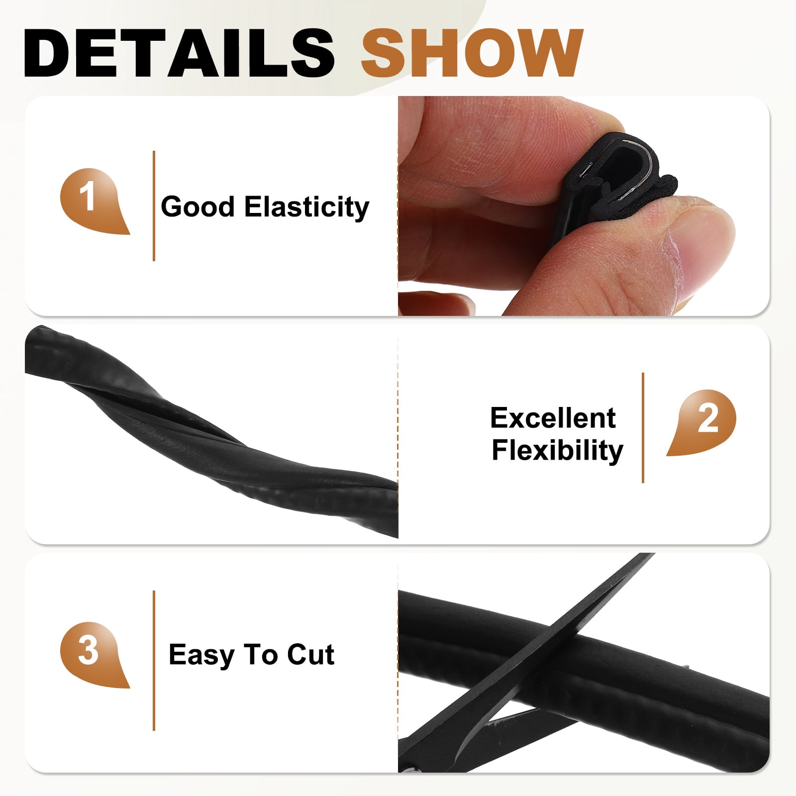 Door Weather Stripping 9.8FT, 13mm W x 12mm H EPDM Car Door Rubber Edge Trim Seal Strip Gasket with Side Bulb Fit 0.5mm to 1.5mm Edge for Electrical Cabinet Car Boat Truck, Black