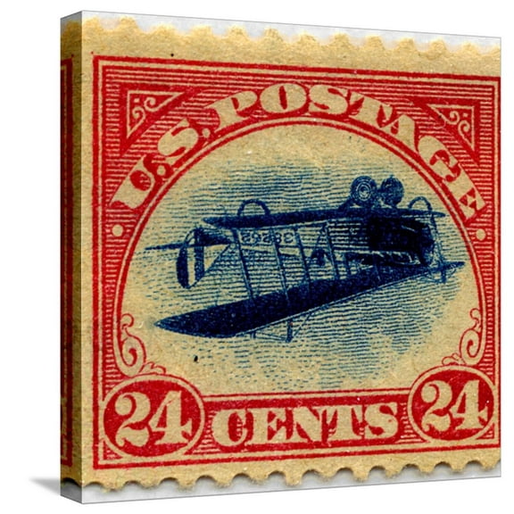 Art.com 24-cent Curtis Jenny Invert Stamp Stretched Canvas Print Wall Art, 16" x 16"