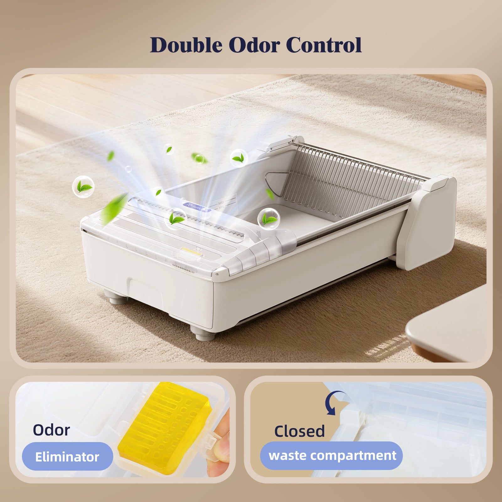 Robotail Extra Large Open-Top Self-Cleaning Cat Litter Box, Smart Tray for Multi-Cat, App Control & Health Monitor