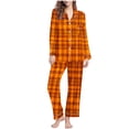thumbnail image 2 of UAMVSH Womens 2 Piece Outfits Plaid Button Down Shirts and Wide Leg Pants Pajama Set Lapel Long Sleeve Comfy Nightwear, 2 of 5