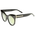thumbnail image 3 of sunglassLA Unisex Women's Oversize Chunky Frame Iridescent Lens Cat Eye Sunglasses (Black / Gold Mirror) - 55mm, 3 of 4