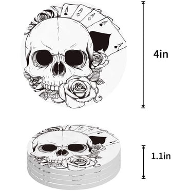 Human Skeleton Posing Coasters - Set Of Ceramic Table Coasters With Fun Bone Design