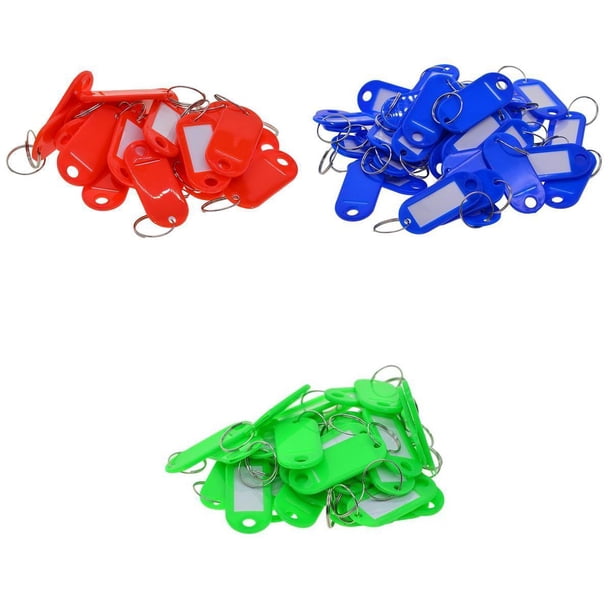 Etiquetas de plástico para llaves, anillos de metal, tarjeta de identificación, etiqueta con nombre, etiquetas para coche, identificadores de llaves rojo azul real verde