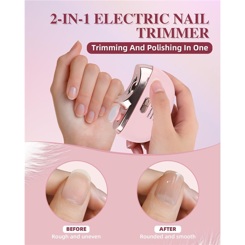 2025 Upgraded Electric Nail Clipper, Electric Nail File, 2 Speeds Automatic Nail Trimmer with LED Light & Clip Storage - USB Rechargeable for Baby, Kids, Adults, Seniors