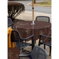 thumbnail image 5 of Outdoor Tablecloths with Umbrella Hole & Zipper, Brown Flowers 54x54 Inch Square Tablecloths, Pastoral Abstract Floral Minimalist Art Waterproof Table Cloth, Patio/Pool/Picnic Table Covers, 5 of 8