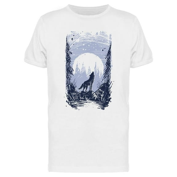Howling Wolf In The Moonlight T-Shirt Men -Image by Shutterstock, Male 3X-Large