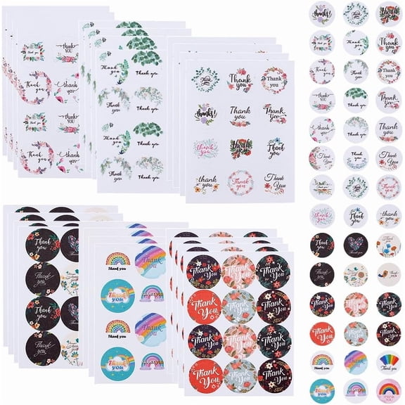 288pcs Thank You Sticker Labels 6 Styles Small Business Stickers Self-Adhesive Labels Decals Round Sealing Stickers for Party Favors Envelope Seals Shop Wrapping Blue