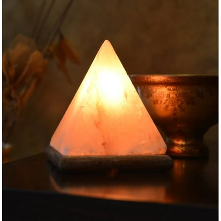 HemingWeigh Natural Himalayan Rock Salt Pyramid Lamp 15cm with Wood Base, Electric Wire & Bulb ...