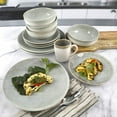 thumbnail image 3 of Gibson Elite Kashmir Round Reactive Glaze Stoneware Dinnerware Set, Service for 4 (16pcs), White, Dishwasher Safe, 3 of 6