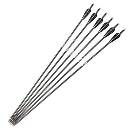 6pcs 30 inches Spine 500 Carbon Arrow with Black and White Color for Recurve/Compound Bows