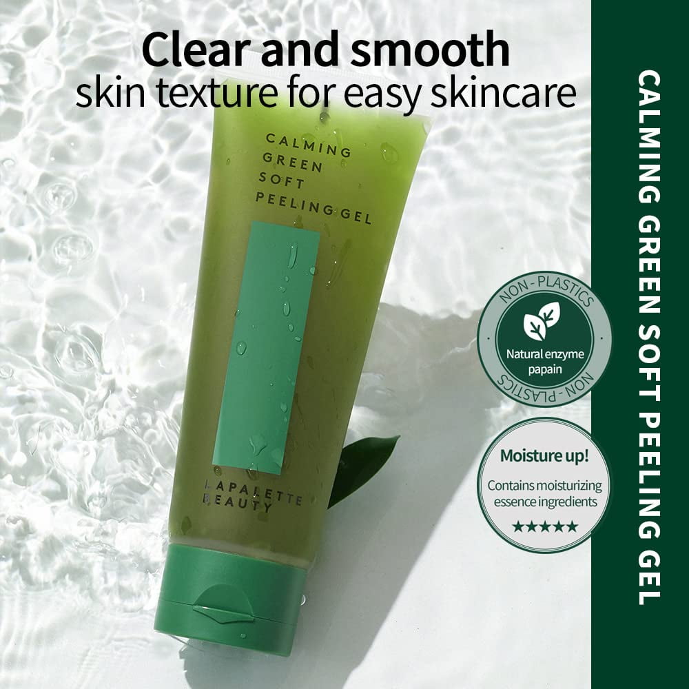 LAPALETTE BEAUTY Calming Green Soft Peeling Gel 3.38 fl oz. (100ml), Mild, Waterful Cleanser, Hydration, Exfoliating, Deep Cleansing, Glowing, Cruelty-Free, Paraben-Free,  Korean Skin Care