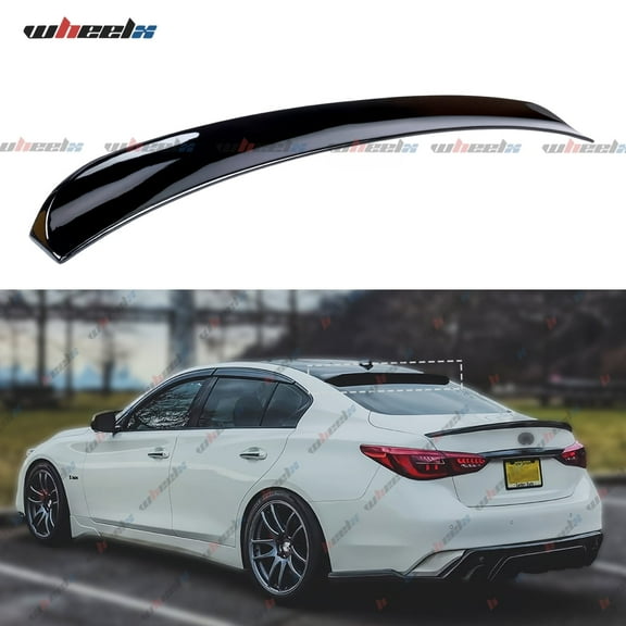 Rear Roof Spoiler Compatible with 2014-2024 Infiniti Q50, JDM Style Duckbill Fits for 14-24 4 Door Sedan, Exterior High Kick Splitter Wing Lip (Glossy Black)