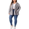 thumbnail image 3 of Agnes Orinda Women's Plus Size Jackets Long Sleeve Drawstring Waist Anorak Coats with Pockets 1X Light Grey, 3 of 7