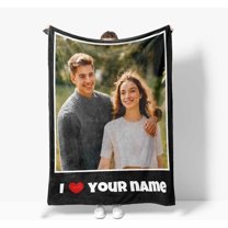 Custom Blankets Personalized Photo Pictures Gifts Blankets for Boyfriend Girlfriend Husband Wife Couple for Christmas Halloween Birthday Anniversary (Style 1)
