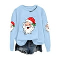 thumbnail image 5 of TTUHYWXI Retro Santa Sweatshirt for Women Vintage Christmas Fleece Linend Sweaters Crewneck Oversized Long Sleeve Tops (Sky Blue, XXL), 5 of 7
