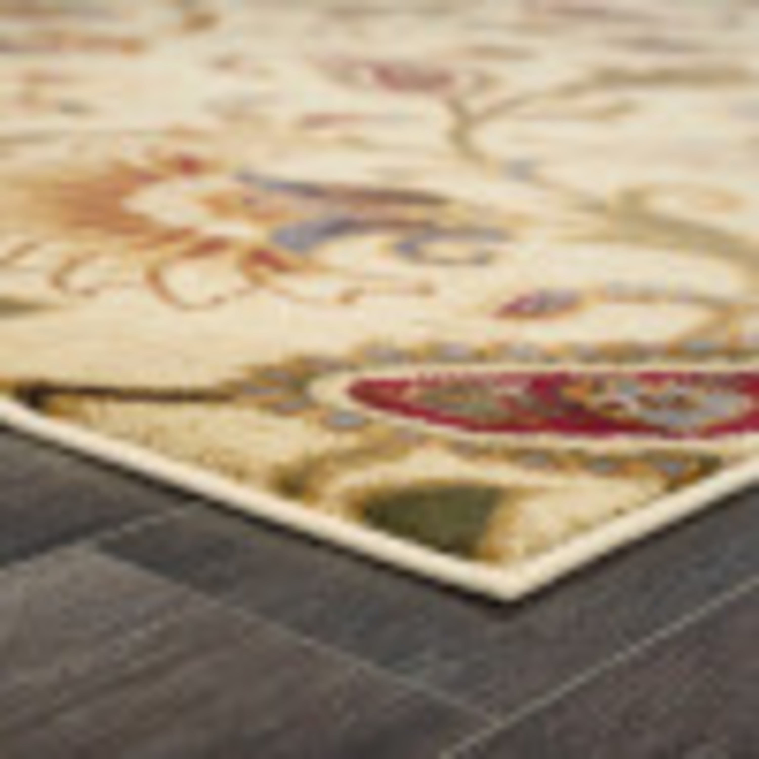 Impressions Transitional 4' x 6' Beige and Green Polypropylene Indoor Area Rug