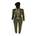 thumbnail image 3 of Women Hooded Tops Trousers Pocket Drawstring Elastic Waist Set, 3 of 7
