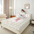 thumbnail image 4 of Castle Fairy Monogrammed Letter A 3Pcs Twin Sheet Sets for Teens Boys Girls,Kawaii Bow Twin Fitted Sheet,Chic Flower Rose Breathable Flat Sheet,Super Cozy Room Decor, 4 of 7