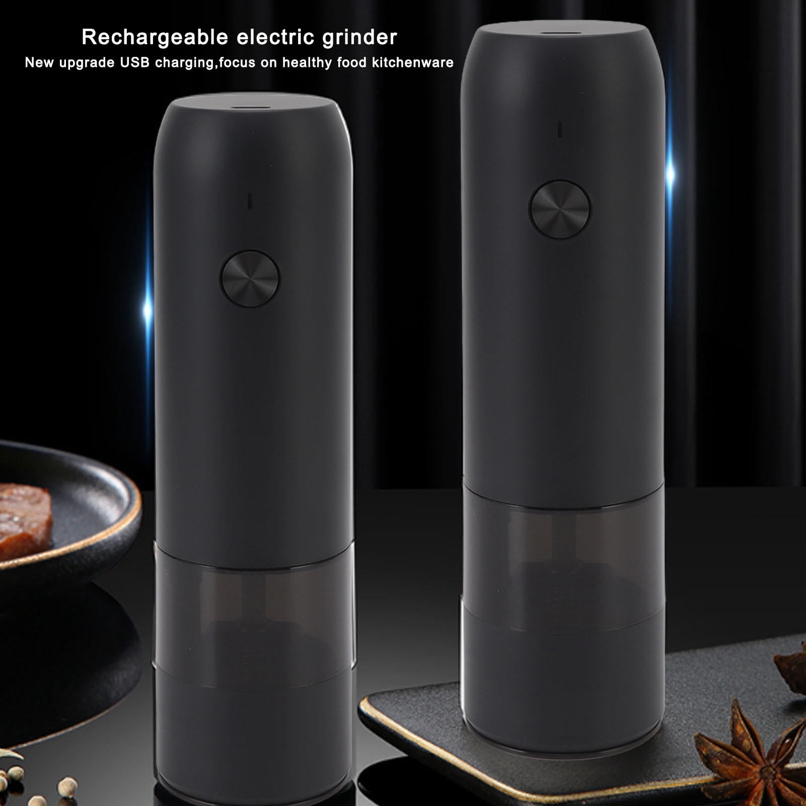 BIMZUC Portable Electric Pepper Grinder Adjustable Coarseness Stainless Steel Salt & Pepper Mill with Battery