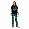 thumbnail image 4 of LuLiaMenton Matching Couples Christmas Pajamas Merry And Bright Plaid Short Sleeve Long Pants Set, 4 of 5