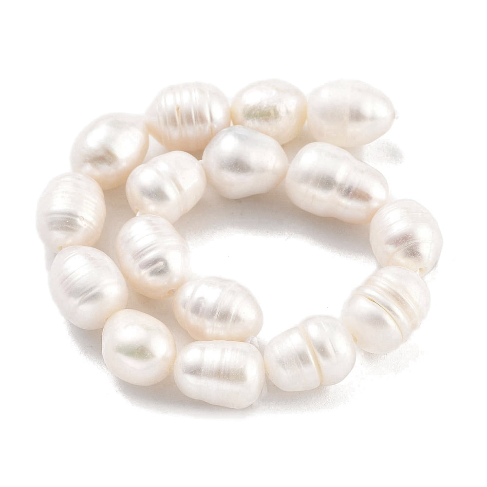 4strands Cultured Freshwater Pearl Beads Strands Grade AB Rice Snow 9~10mm Hole: 0.6mm about 19pcs/strand 6.69~6.89''(17~17.5cm)
