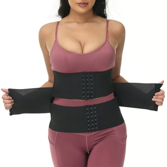 POP CLOSETS Waist Trainer for Women Lower Belly Fat Postpartum Girdle Cincher 3 Straps - Tummy Control Belt