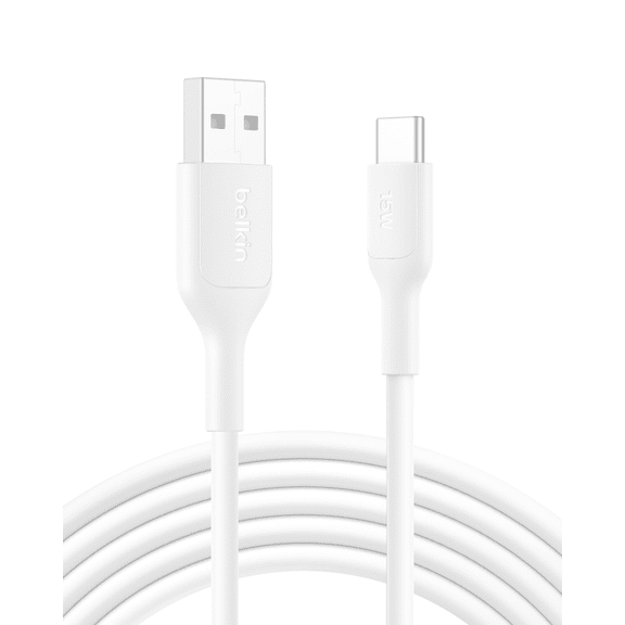 Belkin BoostCharge USB-A to USB-C Cable 2.0 9.9ft/3M Fast Charging & Sync Cable USB-A Charger Cable USB-C Phone Cable Eco Cable White