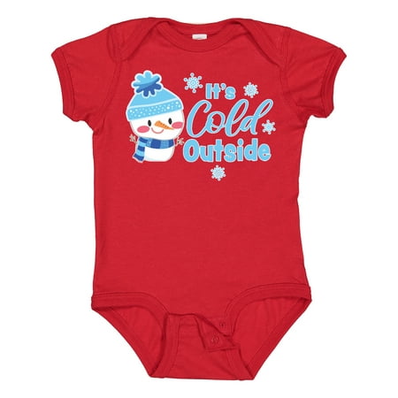 

Inktastic It s Cold Outside with Cute Snowman and Snowflakes Boys or Girls Baby Bodysuit