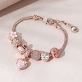 thumbnail image 3 of Pulsera con colgante de flor, corazón de flor de cristal de diamantes de imitación de oro rosa, 3 of 5