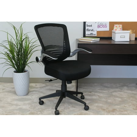 boss office products black mid back ergonomic task chair walmart com