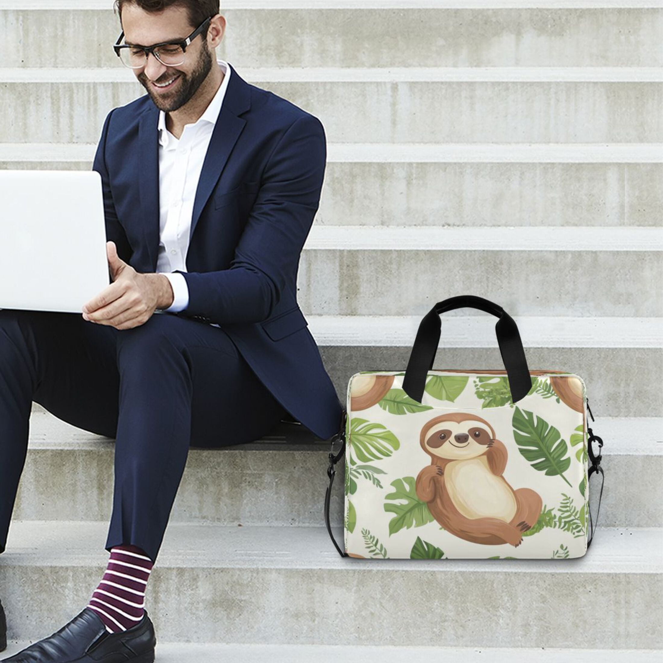 Laptop Bag Laptop Briefcase 15.7 x 3 x 11.8 Inches Laptop Bag Briefcases Laptop Storage Travel Laptop Bag Work Laptop Bag Cartoon Sloth
