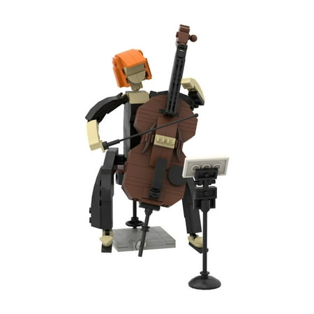 Jazz Quartet City Band Violin Cello Trumpet Building Block Kit Double Bass Music Pianist Figure Brick Model DIY Kid Toy