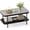 Gray+Black, variant on GlowPlume 2-Tier Coffee Table with Storage, Faux Mable Center Table w/Sintered Stone Top, Accent Cocktail Table with Heavy-Duty Metal Frame, Modern Gold Living Room Tables, Gray+Black