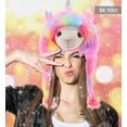 thumbnail image 5 of DolliBu Rainbow Llamacorn Plush Hat - Super Soft Warm Hat with Ear Flaps, Funny Plush Party Crazy Hat, Stuffed Llama Unicorn Halloween Costume Hat, Cozy Fleece Winter Hat for Kids & Teens - One Size, 5 of 8