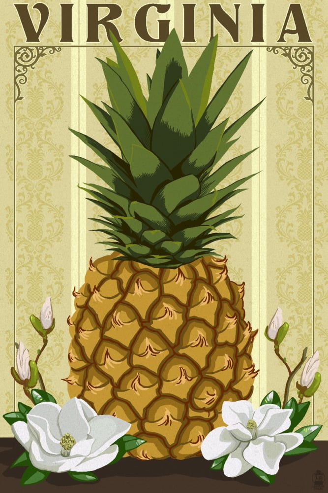 Virginia, Colonial Pineapple (24x36 Giclee Gallery Art Print, Vivid