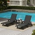 thumbnail image 2 of Bayport Outdoor 3PC HDPE Plastic Reclining Chaise Lounge/Table Set Gray, 2 of 5